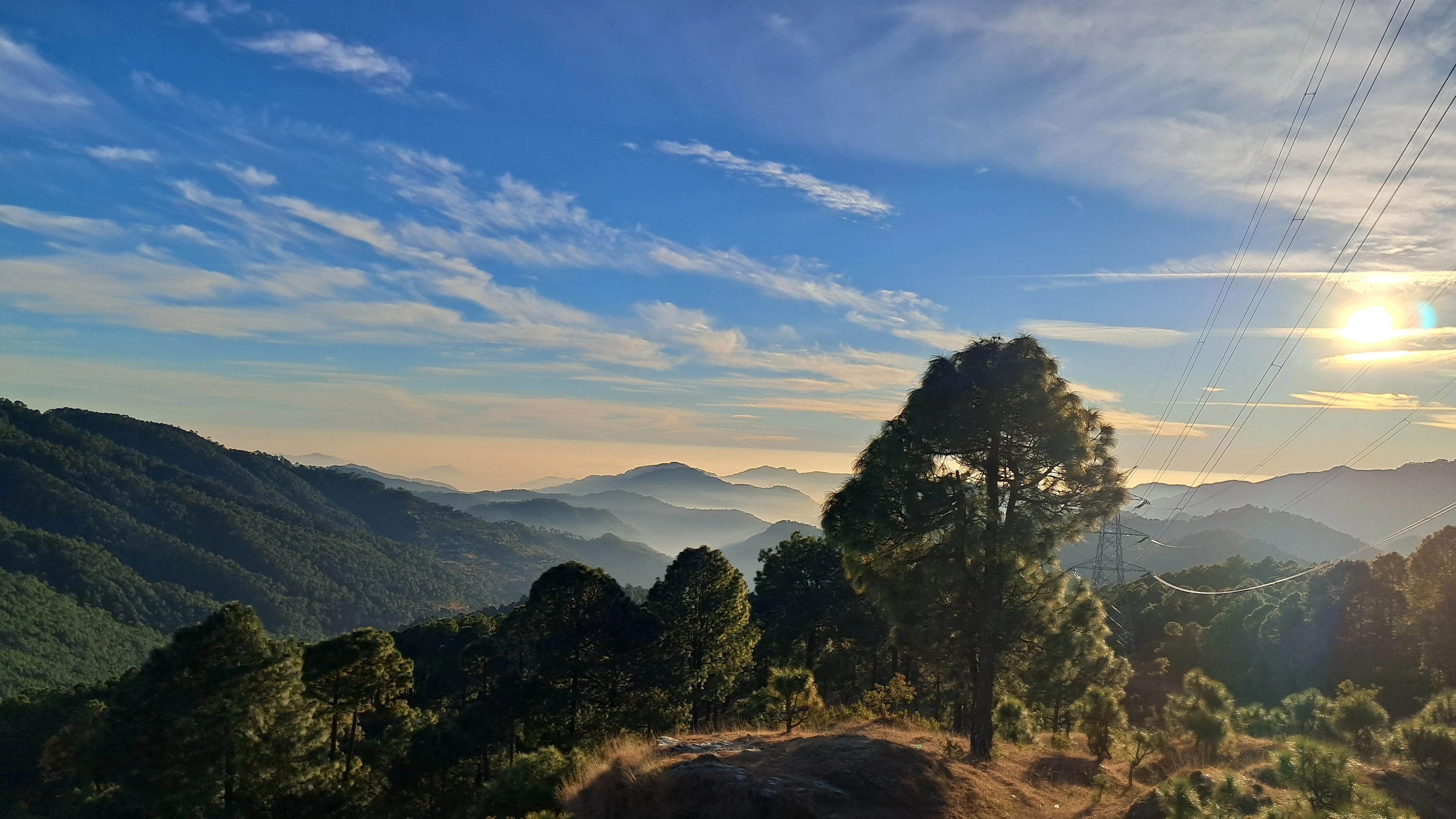 Blue sky green mountain